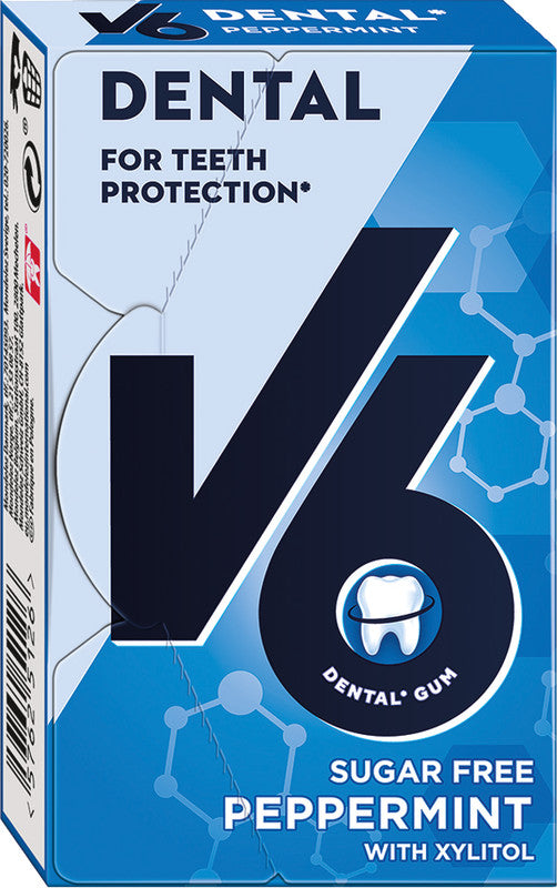 V6 Kaugummi – Minze, vegan, zuckerfrei, 24 g