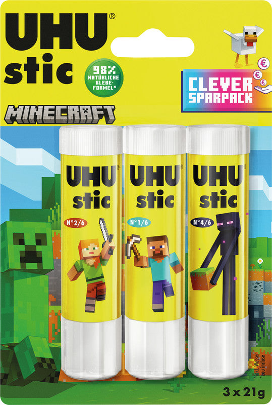 UHU Klebestift – Stark, Transparent, Lösemittelfrei, 21 g, für Papier, Karton, Etiketten u. a.