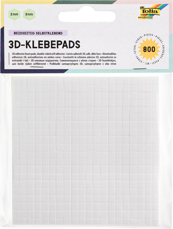 Folia Klebepads – weiss – 5 × 5 mm – 800 Stück – permanent