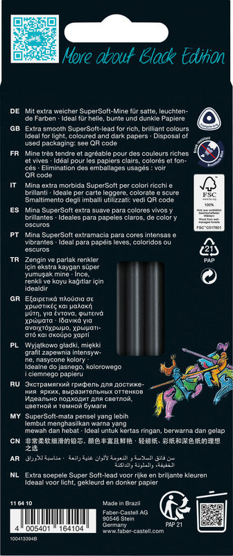 Faber-Castell Buntstifte Black Edition – 12 Farben, im Kartonetui, Ø 3 mm, dreikantig, FSC
