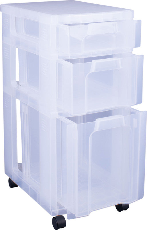 Really Useful Boxes Schubladenelement – Kunststoff, weiss transparent, 30 × 69 × 42 cm
