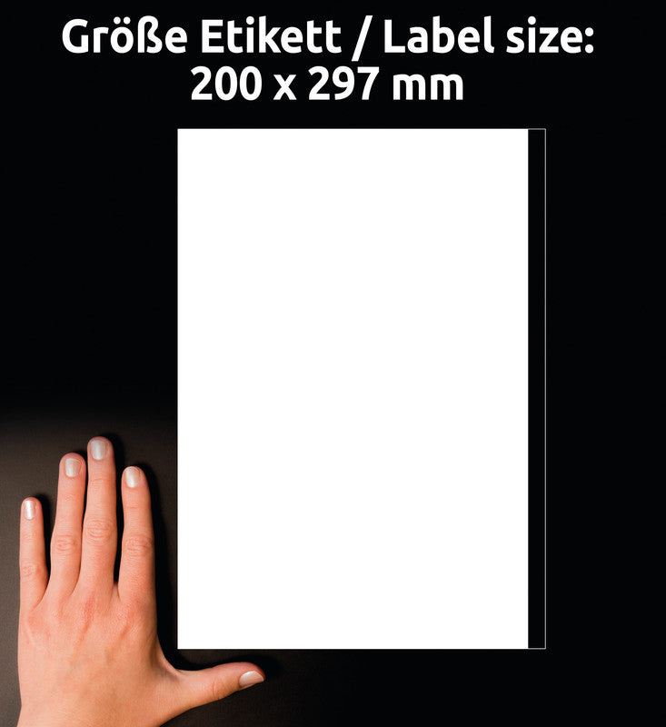 Avery Etiketten auf Bogen, 200 mm × 297 mm, Weiss, Papier, Permanent, 100 Blatt