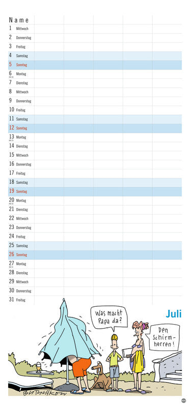 Heye Familienplaner Butschkow – für Familien – 5 Spalten – Deutsch – 2026 – Spiralbindung, Aufhänger – 21 × 45