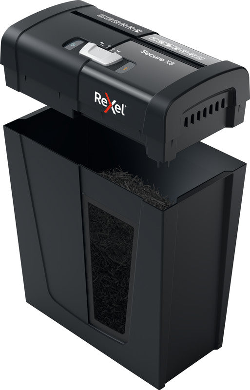 Rexel Secure X8 – Aktenvernichter, DIN P-4, Partikelschnitt 4 × 40 mm, 8 Blatt, 10 l, A4