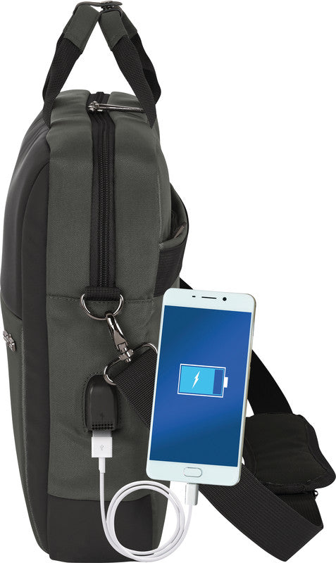 Safta Business Notebook-Tasche – 12,5 l, USB-Port, Aufsteckfunktion, Nylon, Grau/Schwarz