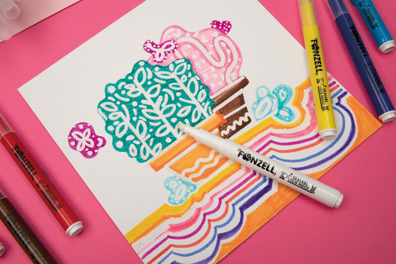 Fonzell Marker, Strichbreite 5 mm, 11 Farben, 12 Stk.