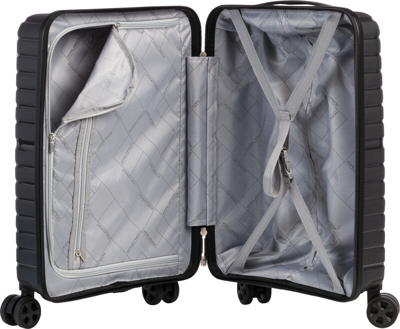 Worldpack Handgepäck-Trolley – Hartschale, 4 Doppelrollen, schwarz, 38 × 55 × 23 cm