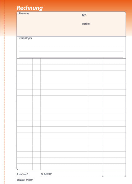 Simplex Formularblock – Rechnungen, Deutsch, 50 Blatt, A5