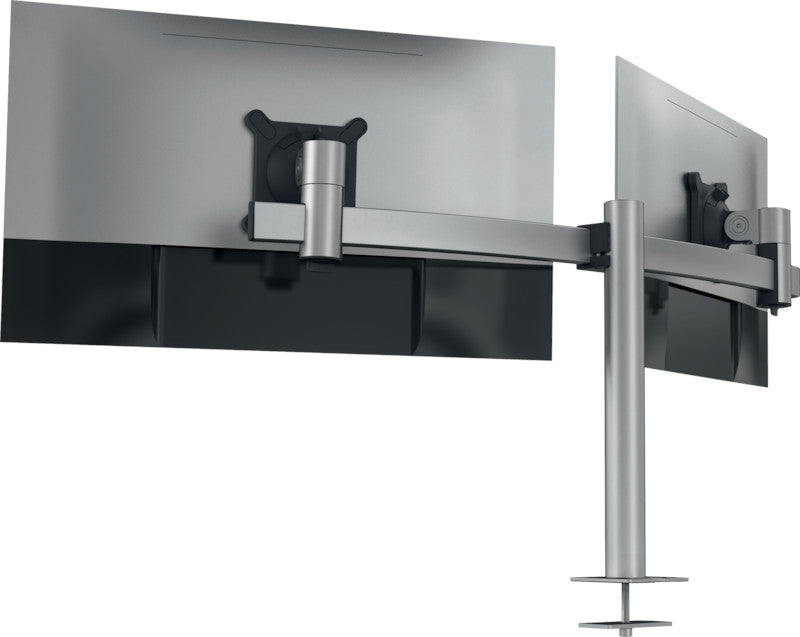 Durable Monitorhalterung, 2 Monitore, Tischdurchführung, bis 27", VESA 75 × 75/100 × 100 mm, 8 kg, silber
