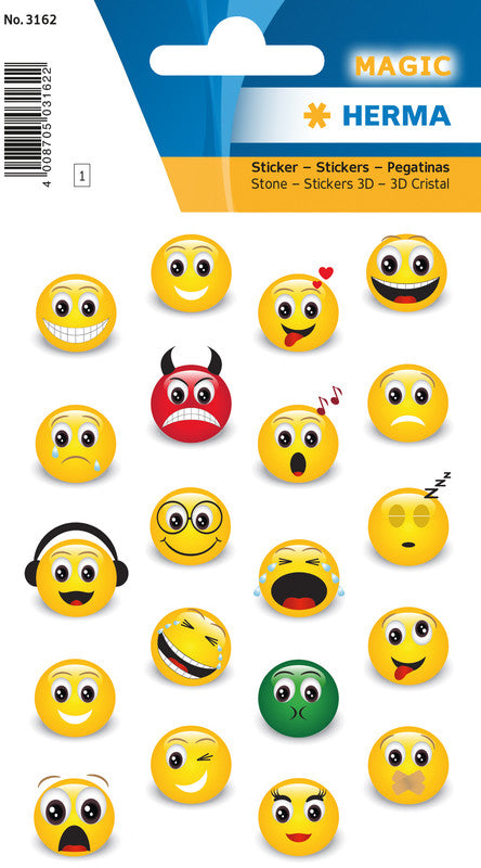 HERMA Magic Schmucketiketten – Motiv Smileys – Folie, Stone, 20 Stk, 1 Bogen