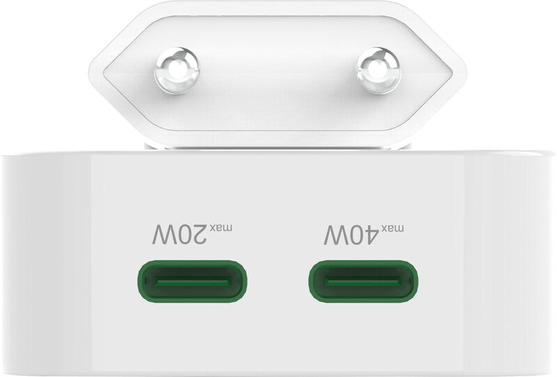 Hama 00201955 USB-Ladegerät 40 W – USB-C×2 – PD 3.0, QC 2.0/3.0, GaN – EU-Stecker (Typ C)