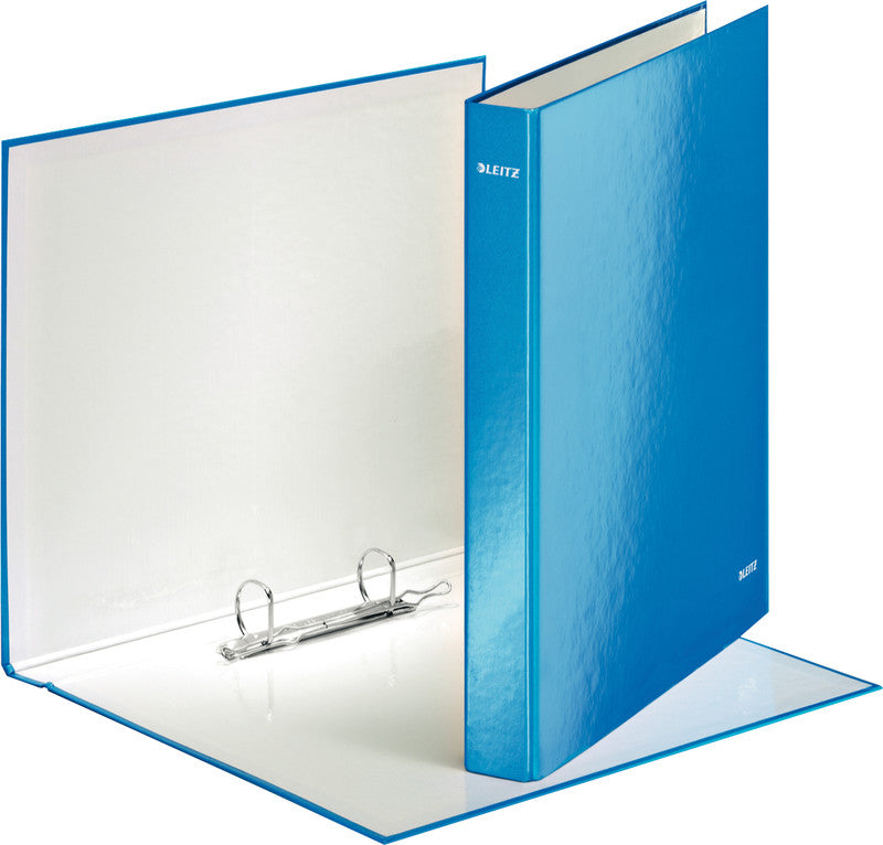 Leitz Ringbuch WOW – A4 Hochformat – 2-Ring Bügelmechanik, Ø 25 mm, Rücken 40 mm – Eisblau, Karton, FSC