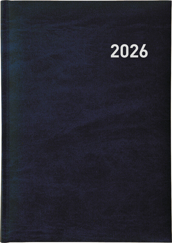 Biella Executive Agenda – 1 Tag pro Seite, gebunden, 14,5 × 20,5 cm, 2026, 1/2-Stunden-Takt, dunkelblau, FSC