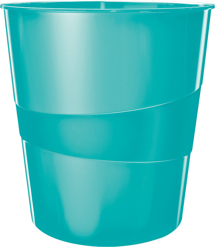 Leitz Papierkorb WOW – 15 l – Kunststoff (PS), quadratisch – blau