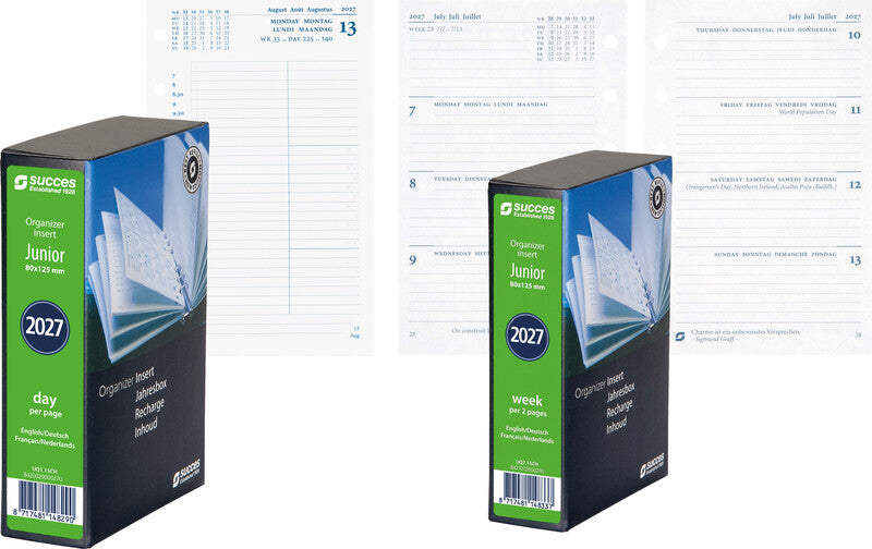 Succes Junior Jahresinhalt komplett Kalender-Einlage – 1 Woche/2 Seiten, 6-fach, 8 × 12,5 cm, 2027