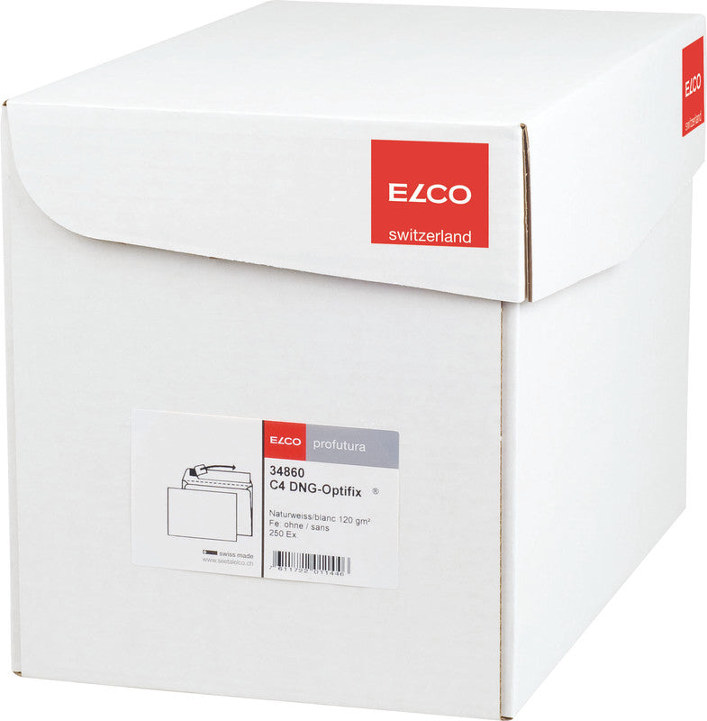 Elco Couvert C4, ohne Fenster, selbstklebend, naturweiss, 120 g/m², mit Innendruck – 250 Stk.