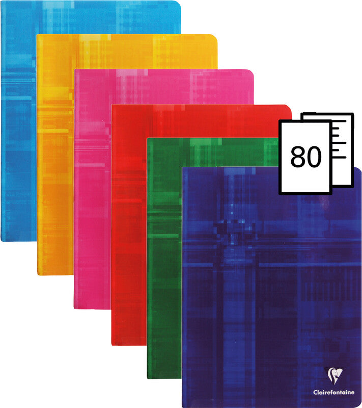 Clairefontaine Notizheft, séyès 8 × 3 mm, Klammerheftung, Softcover, 40 Blatt, 90 g/m² – sortiert