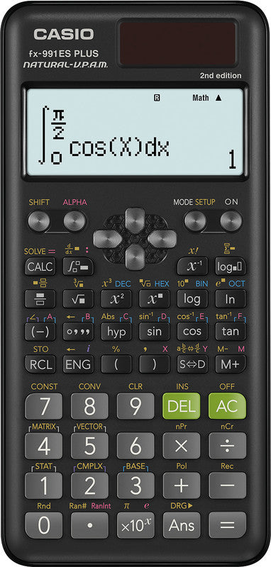 Casio Taschenrechner FX-991ES Plus 2. Ausgabe – 12-stellig, 2-zeilig, Statistik/Gleichungen, Solar + Batterie