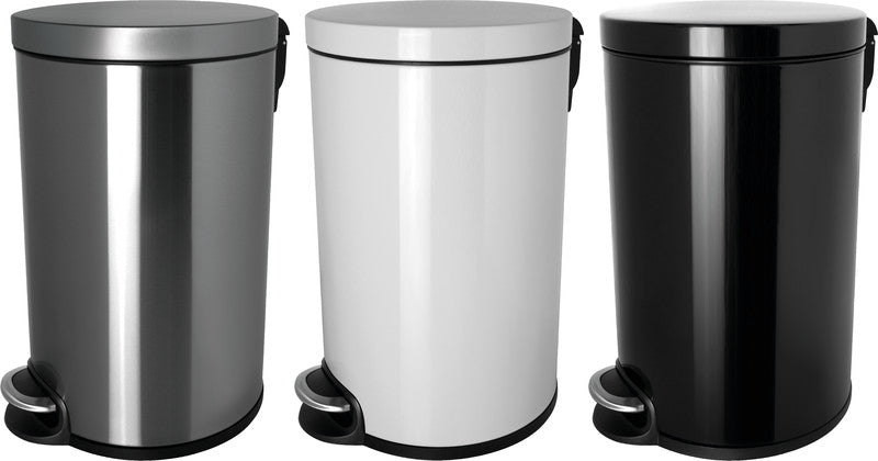 Helit Abfallcontainer the Silent – 20 l – mit Deckel – Stahl, schwarz – Ø 293 × H 455 mm