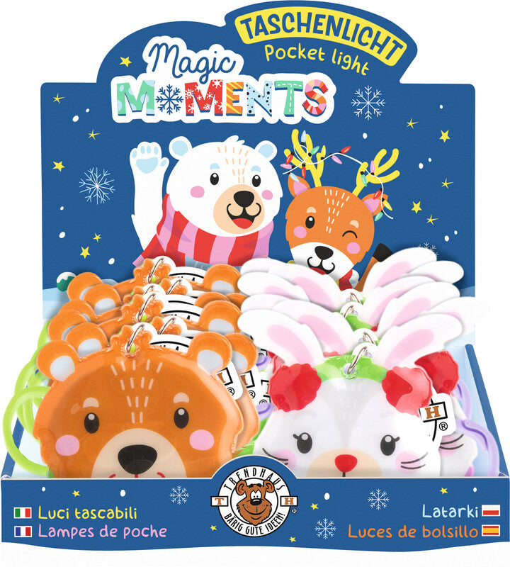 Trendhaus Taschenlampe Magic Moments – mit Karabiner, mehrfarbig