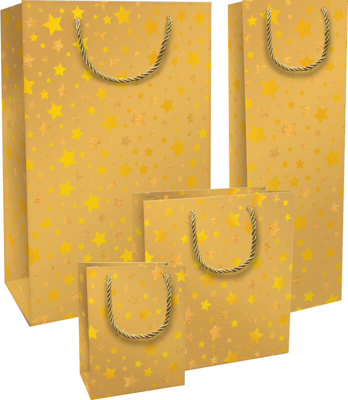 Braun + company Tragetasche – Shimmering Stars – mit Heissfolienprägung und Glitter – 180 × 210 × 80 mm