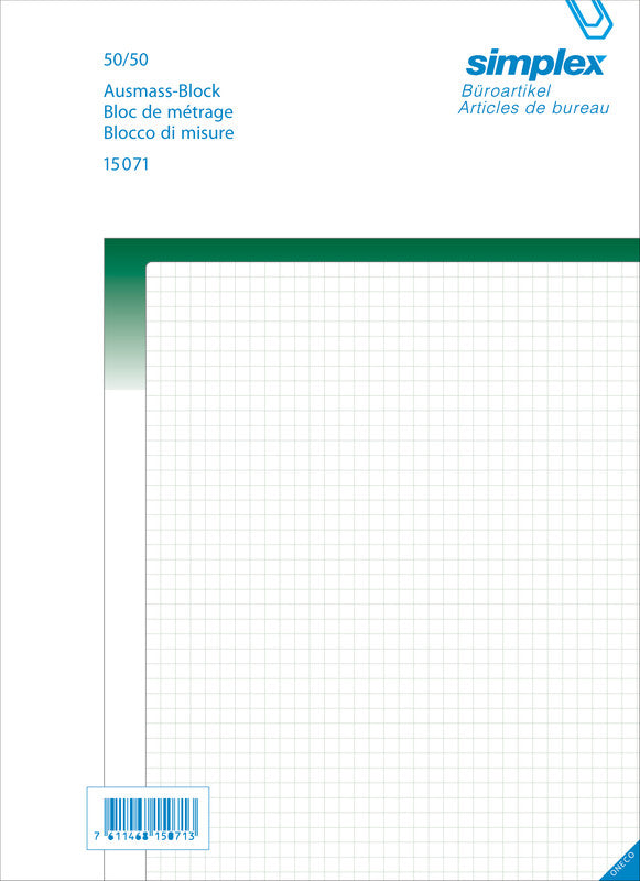 Simplex Formularblock – Ausmass, mehrsprachig, 50 Blatt, A4