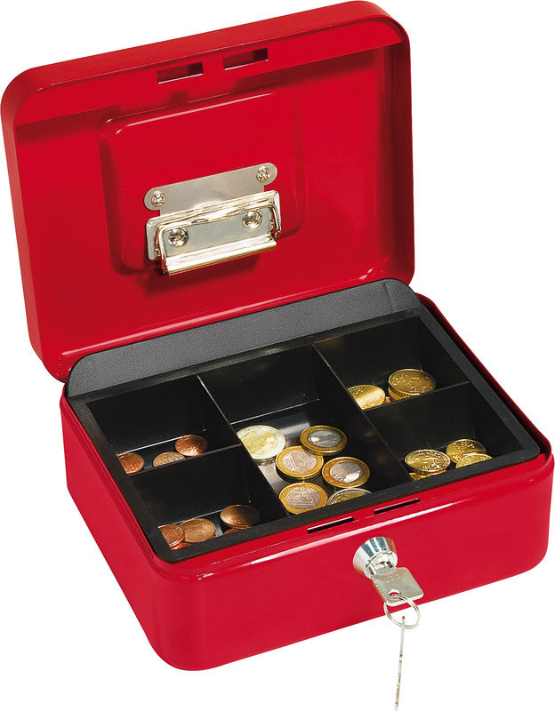 Wedo Geldkassette – mit Schlüssel – 25 × 18 × 9 cm – Rot – Stahl