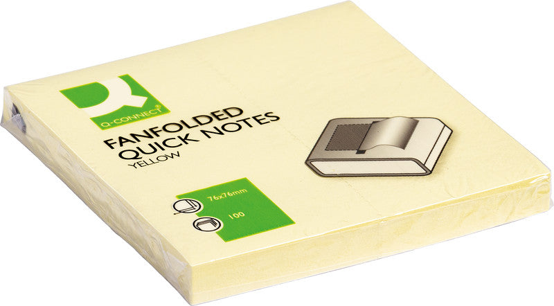 Q-Connect Haftnotizen – 76×76 mm – Gelb, 100 Blatt, Z-Faltung, FSC