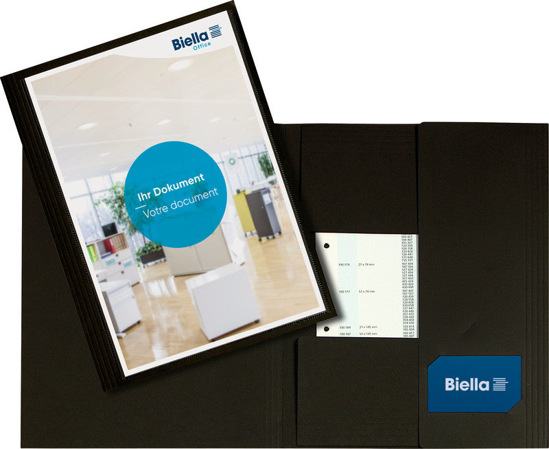 Biella Konferenzmappe – A4, Visitenkartenfach, Karton, Schwarz
