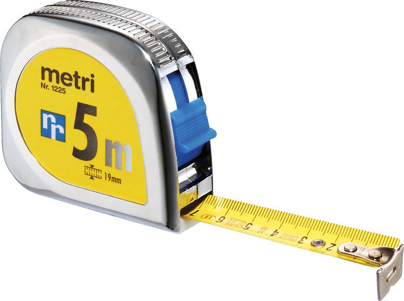 Rieffel Rollmeter, 19 × 5 000 mm, Kunststoff, Silber