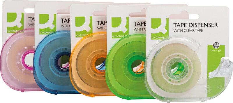 Q-Connect Handabroller – für Rollenbreite bis 19 mm, für Bandlänge bis 33 m, Metallmesser, Kunststoff