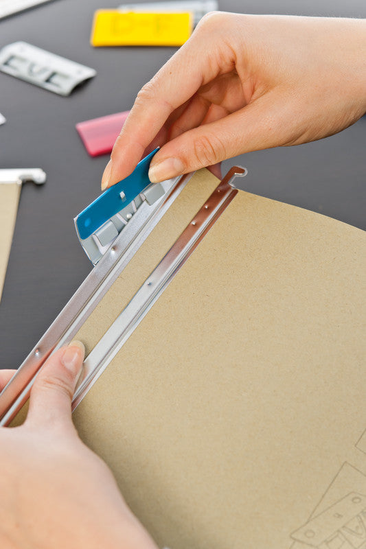 Connect Hängemappen-Klarsichthülsen – 60 × 31 mm, gelb, Kunststoff, für Metall-Reiter