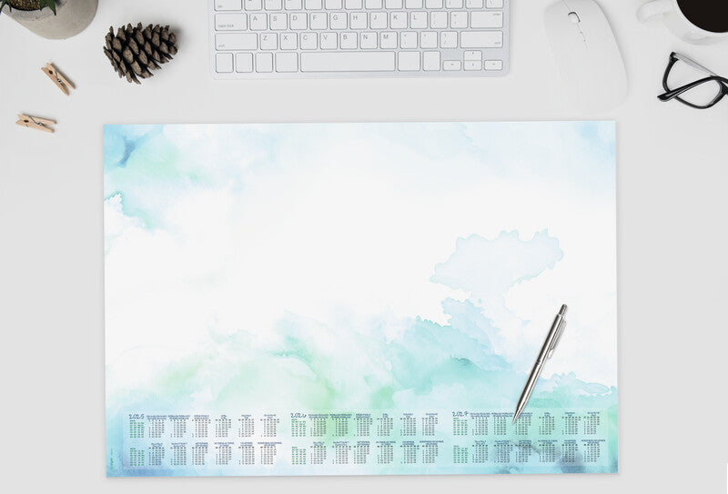 Sigel Schreibunterlage mit 3-Jahres-Kalender Watercolor Sea – 595 × 410 × 4 mm