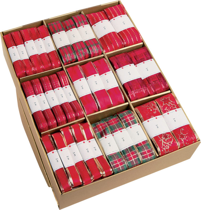 Präsent Seidenband Christmas Selection – Weihnachten – 150 Stränge – 15/25/40 mm × 3 m – Seide