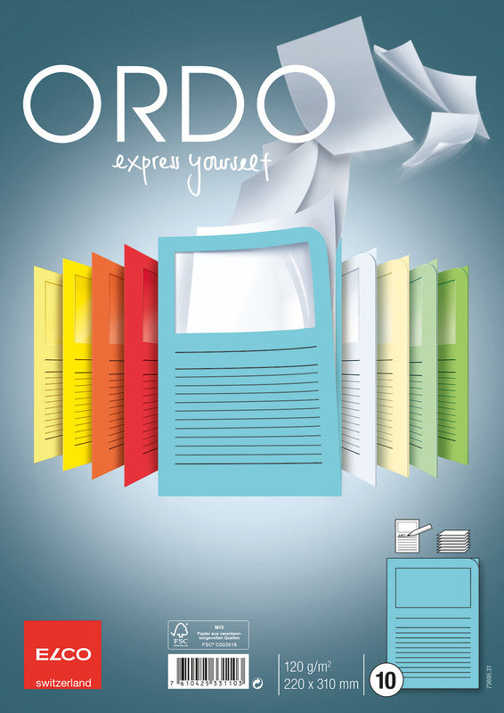 Elco Ordo Classico Sichtmappe A4 – Blau, Papier, 10er-Pack