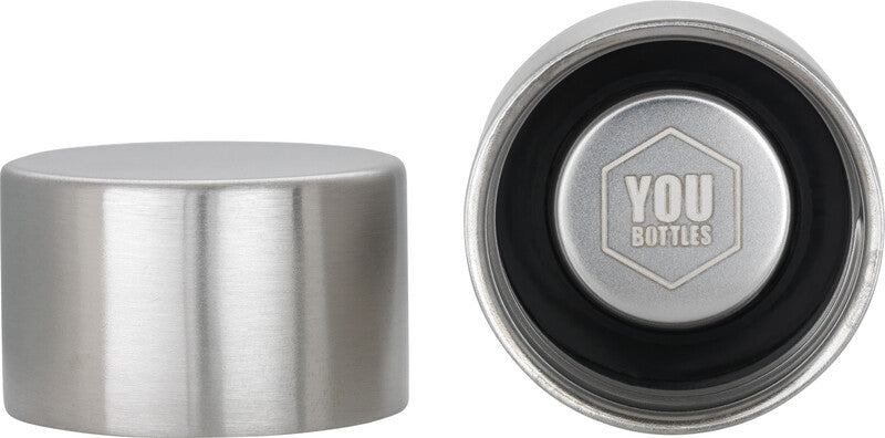 Youbottles Trinkflasche Dual, Ersatzdeckel 2.0 – Edelstahl, Schraubverschluss, auslaufsicher – Silber