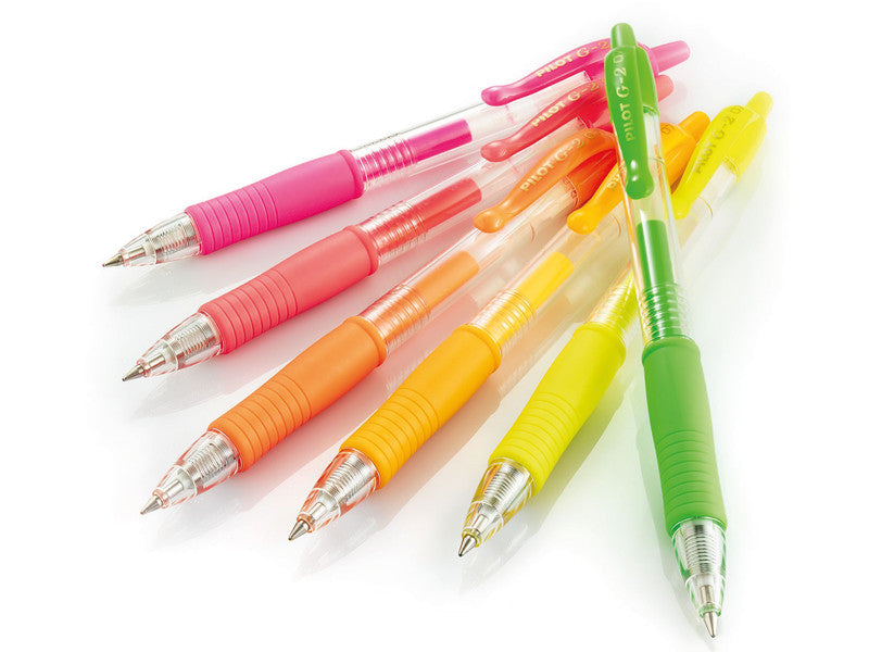 Pilot G-2 Gelschreiber – Neon Apricot, 0,7 mm, für dunkles Papier, Druckmechanik, nachfüllbar