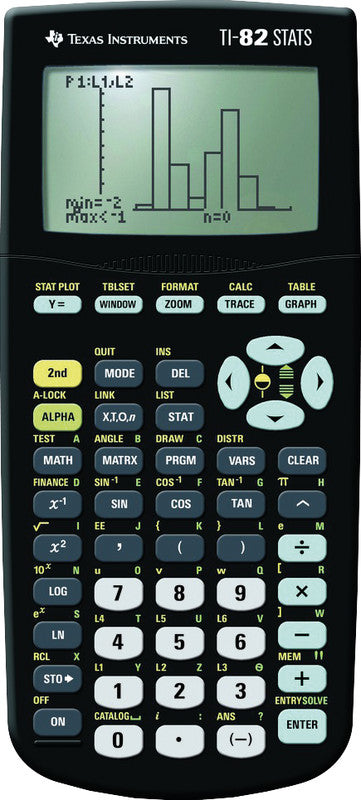 Texas Instruments Taschenrechner TI-82 Stats – 16-stellig, LCD, Batterie, Schwarz, 89×186×27 mm