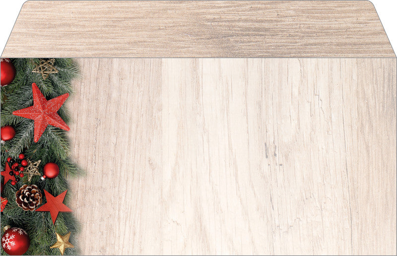 Sigel Weihnachts-Couvert C5/6 Chalet-Stil, mehrfarbig, gummierte Klappe, 90 g/m², mit Innendruck – 50 Stk.