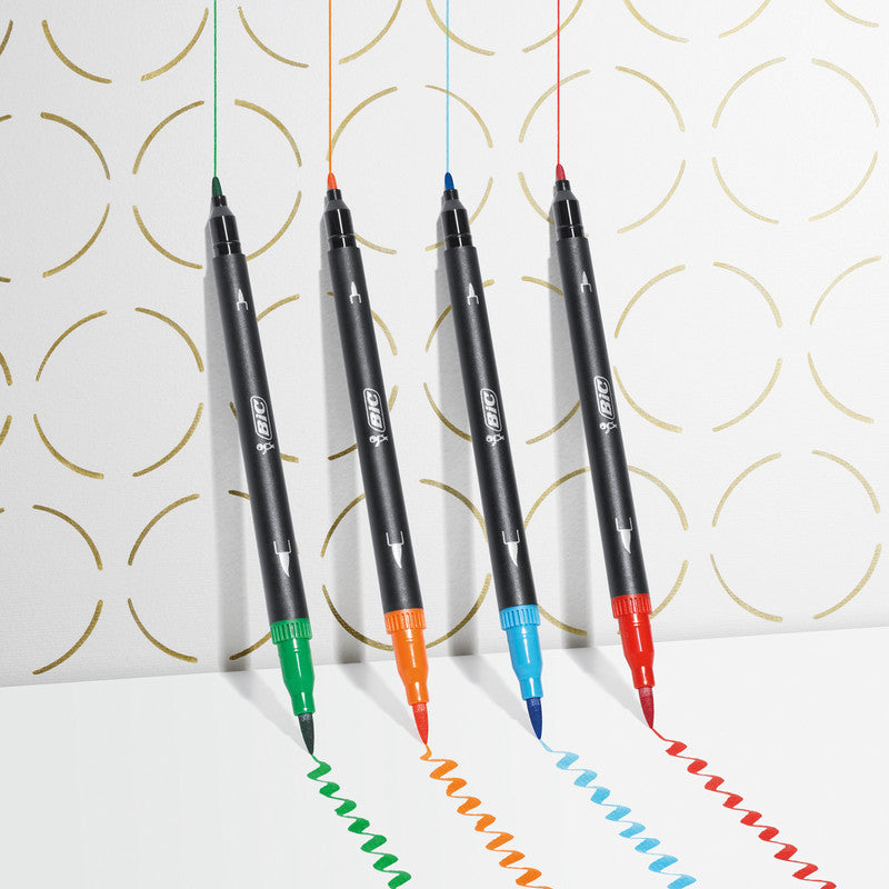 BIC Starter Kit Kalligrafie – 20 Fineliner Intensity, 12 Dual Tip Fineliner, 12 Fineliner Medium, Übungsbögen