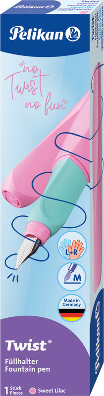 Pelikan Twist Sweet Lilac – Federspitze M – für Rechts- & Linkshänder – Rosa, Blau – Patronen