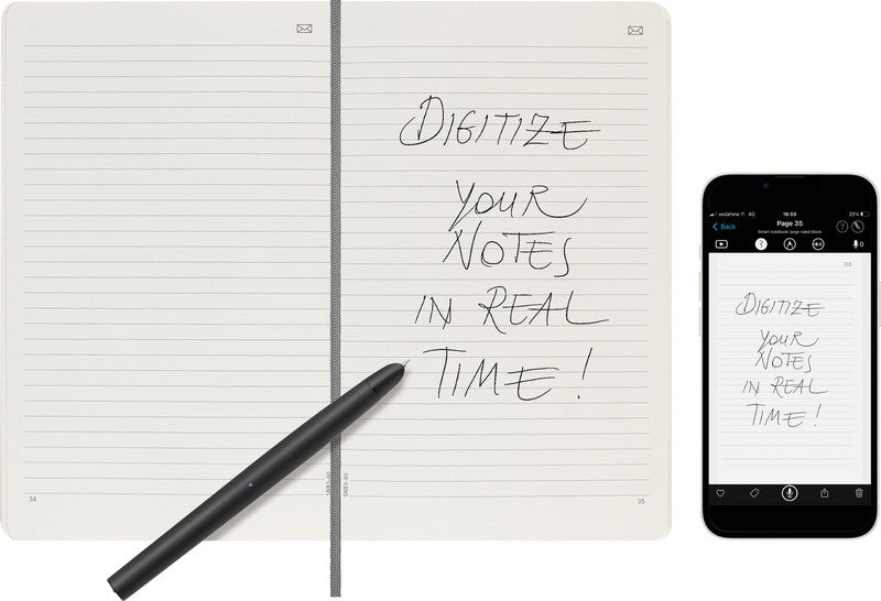 Moleskine Notizbuch, Leimbindung, Softcover, 176 Seiten, 100 g/m² – schwarz, für MOLESKINE Notes App