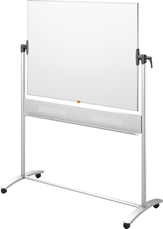Nobo Whiteboard – 120 × 90 cm, Emaille, magnetisch, Aluminiumrahmen, mobil, beidseitig, inkl. Stift, Stifteablage