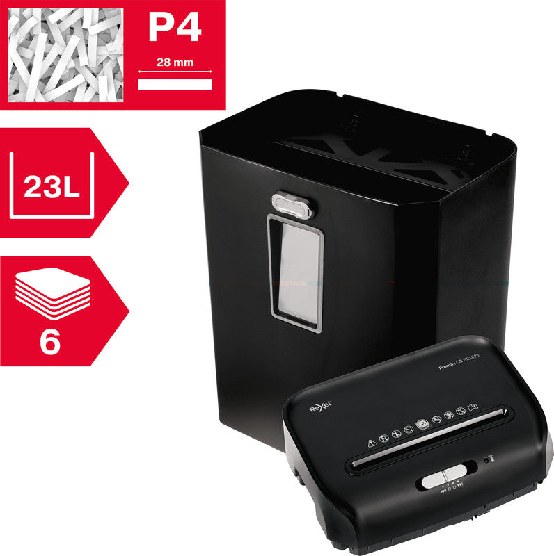 Rexel Aktenvernichter, DIN P-4, Partikelschnitt 4 × 40 mm, 6 Blatt, 23 l, A4