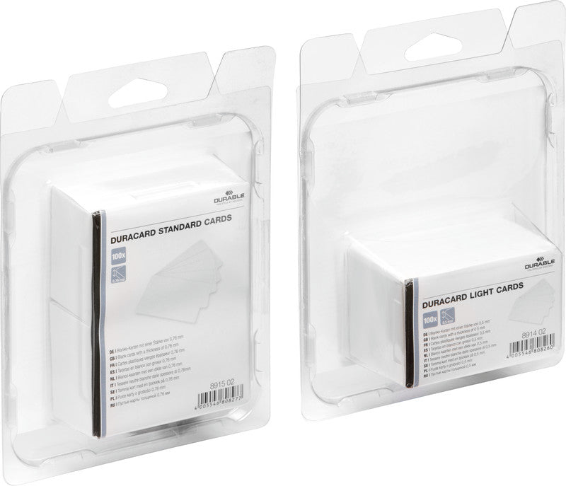 Durable Druckkarten 85,6 × 53,98 mm, Weiss, Kunststoff – für DURABLE Duracard ID 300 – 100 Karten