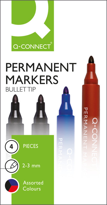 Q-Connect Permanent Marker – sortiert, 4er Pack