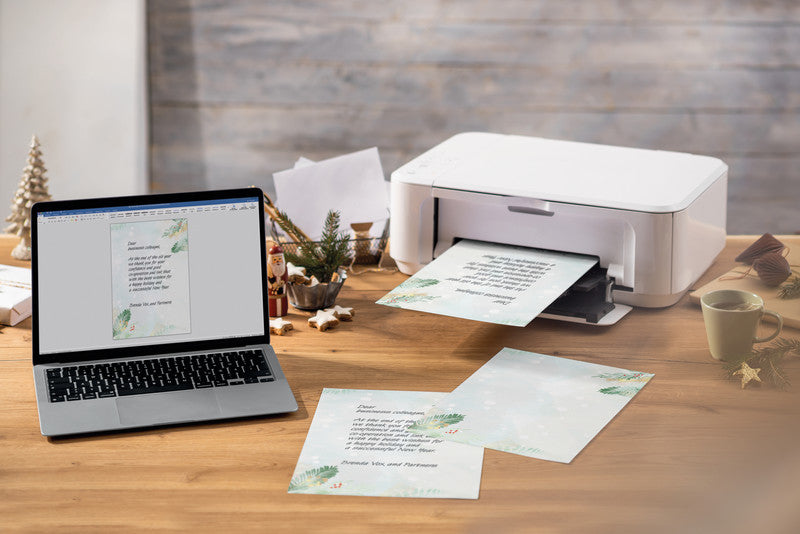 Sigel Motivpapier – A4, 90 g/m², mehrfarbig, Motiv: Christmas Forest Watercolor – für Inkjet/Laser/Kopierer