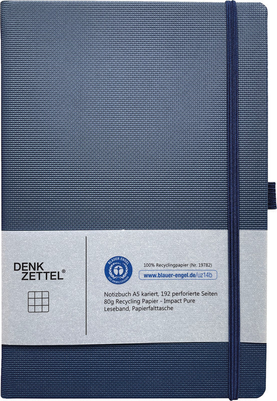 Denkzettel Notizbuch A5, kariert, 192 Seiten, perforiert, 80 g/m² – blau