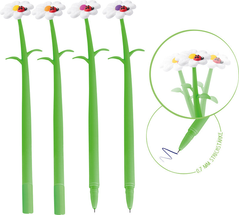 Trendhaus Wackelblume Good Feelings – Tintenroller, mit Kappe, 0,7 mm, Blau