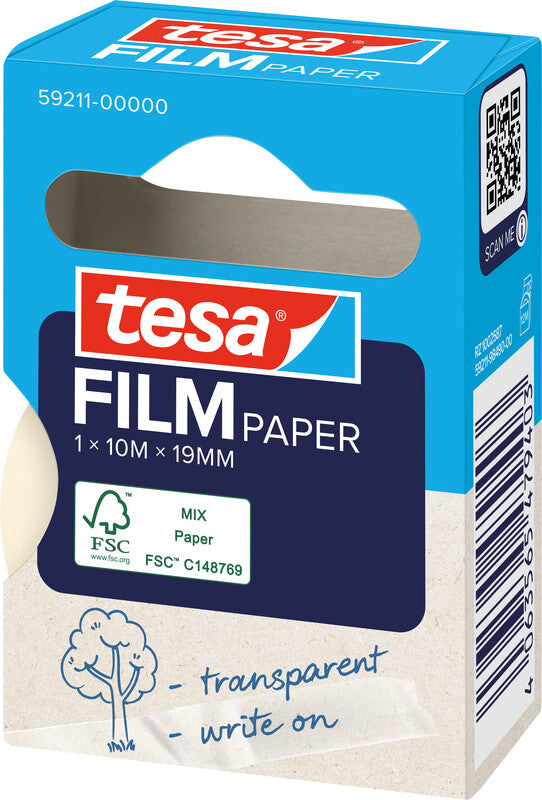 TESA Büro-Klebeband – permanent, klar, Papier, 19 mm × 10 m, 1 Rolle